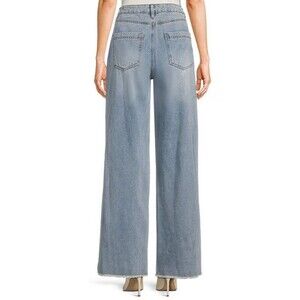 Chelsea & Violet women's Frayed Hem Wide Leg Jeans Light Wash Size 27 blue baggy